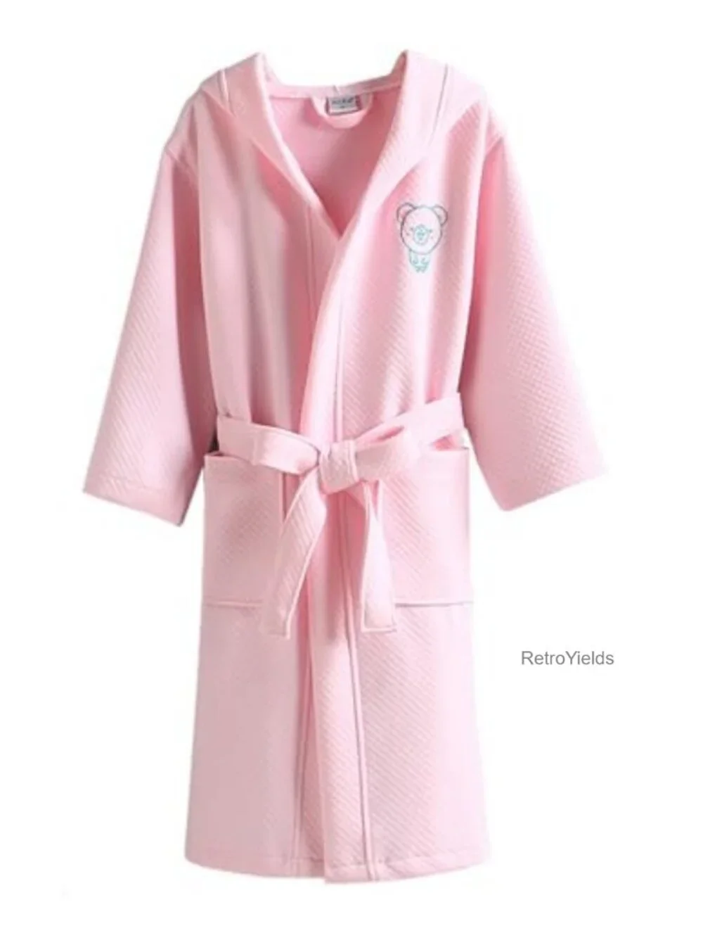 Kids 100% Cotton Terry Hooded Robe Fluffy Bathrobe